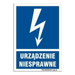 Znak elektryczny - Urządzenie niesprawne